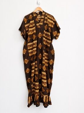 Super Wax African Wax Print Cocoon Maxi Dress Pockets - Size 2X